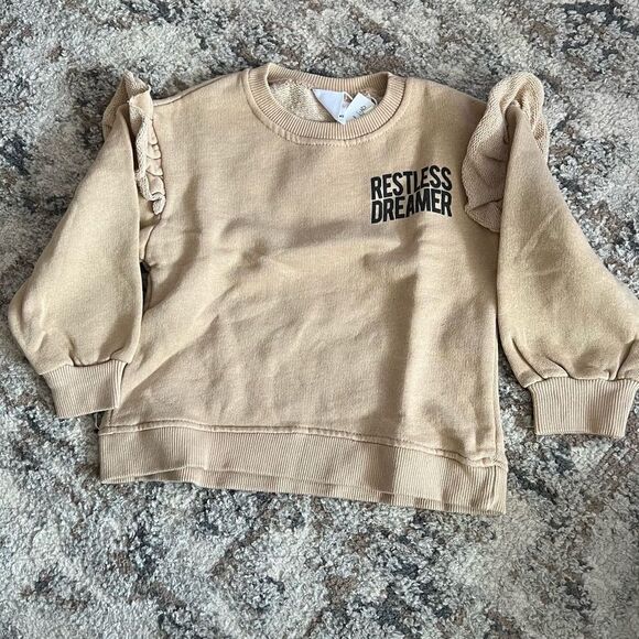 ZARA Kids | Beige | “DREAMER” RUFFLED SWEATSHIRT - Picture 4 of 6